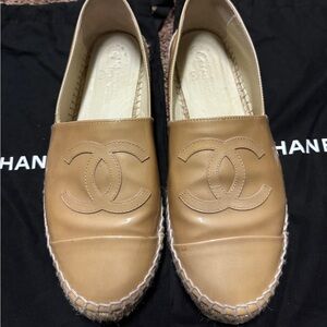 Chanel Patent Beige Espadrilles